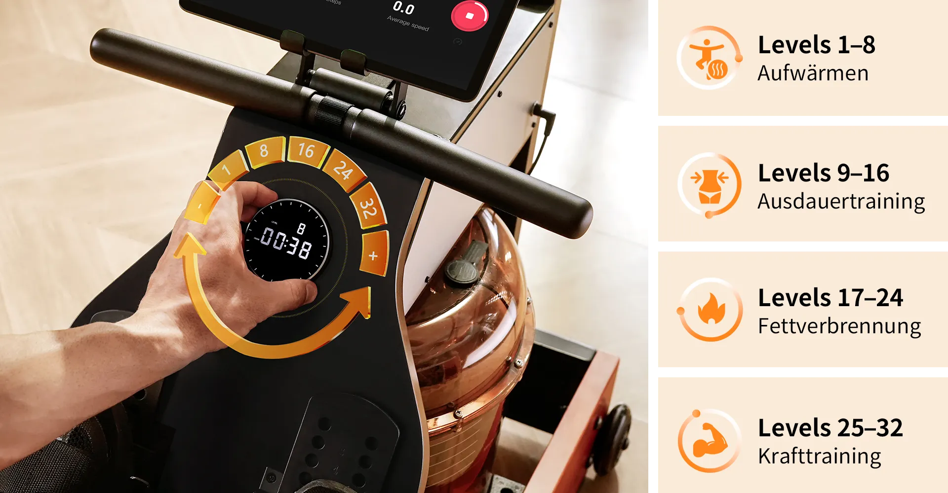 Rudergerat 32 Stufen – Präzise per Drehknopf